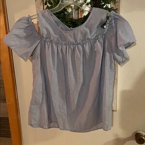 Elegant Sky Blue Ruffled Women's Blouse